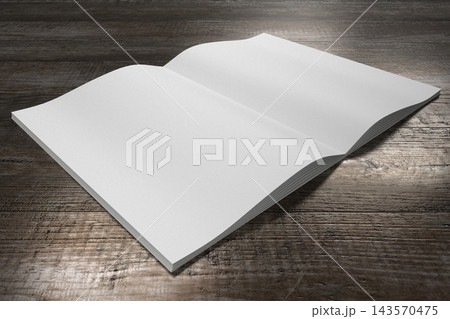 A4 to A5 brochure mockup with wooden desks in background A4 to A5 brochure mockup with wooden desks in background 143570475