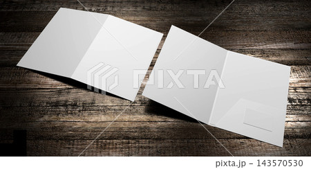Opened and closed file folder mockup on wooden background Opened and closed file folder mockup on wooden background 143570530