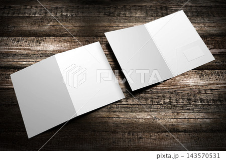 Opened and closed file folder mockup on wooden background Opened and closed file folder mockup on wooden background 143570531