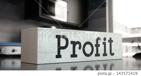 Profit - word on wooden block - 3D illustration Profit - word on wooden block - 3D illustration 143571419