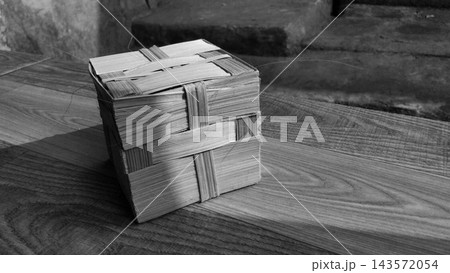 Traditional Handwoven Bamboo Box (Besek) in Black and White Traditional Handwoven Bamboo Box (Besek) in Black and White 143572054