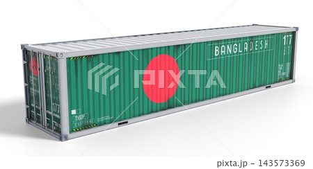 Bangladesh - 40 feet cargo container for international trade and logistics - 3D illustration Bangladesh - 40 feet cargo container for international trade and logistics - 3D illustration 143573369
