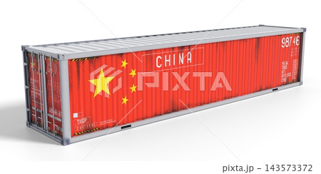 China - 40 feet cargo container for international trade and logistics - 3D illustration 143573372