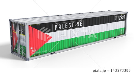 Palestine - 40 feet cargo container for international trade and logistics - 3D illustration 143573393