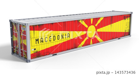 Macedonia - 40 feet cargo container for international trade and logistics - 3D illustration Macedonia - 40 feet cargo container for international trade and logistics - 3D illustration 143573436