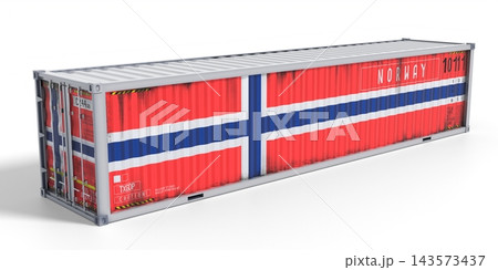 Norway - 40 feet cargo container for international trade and logistics - 3D illustration Norway - 40 feet cargo container for international trade and logistics - 3D illustration 143573437