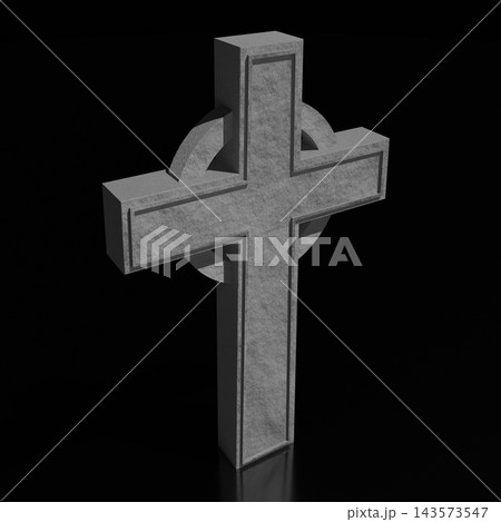 3D celtic cross on black background 143573547
