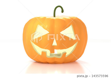 3D Halloween pumpkin - Jack-o-Lantern on white background 3D Halloween pumpkin - Jack-o-Lantern on white background 143573596