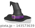 3D black witch hat with violet ribbon - isolated on white background 3D black witch hat with violet ribbon - isolated on white background 143573639