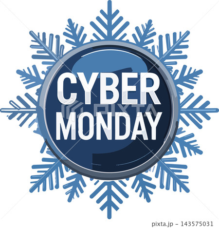 Cyber monday sale button over snowflake design Cyber monday sale button over snowflake design 143575031