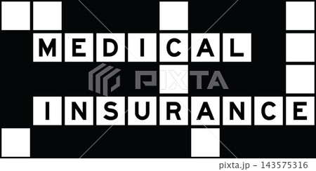 Alphabet letter in word medical insurance on crossword puzzle background Alphabet letter in word medical insurance on crossword puzzle background 143575316