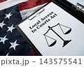 Local Access to Courts Act document on clipboard on USA flag background, federal justice system legislation concept 143575541