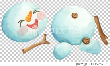 Watercolor Illustration of a Happy Snowman Watercolor Illustration of a Happy Snowman 143575792