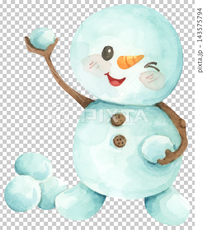 Watercolor Illustration of a Happy Snowman Watercolor Illustration of a Happy Snowman 143575794