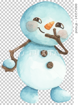 Watercolor Illustration of a Happy Snowman 143575800