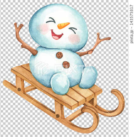 Watercolor Illustration of a Happy Snowman 143575817