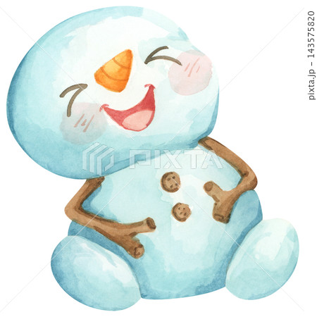 Watercolor Illustration of a Happy Snowman 143575820