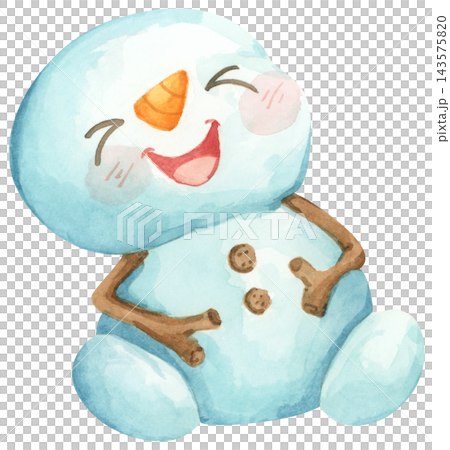 Watercolor Illustration of a Happy Snowman 143575820