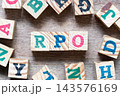 Alphabet letter block in word RPO (abbreviation of recovery point objective) and another letter on wood background 143576169