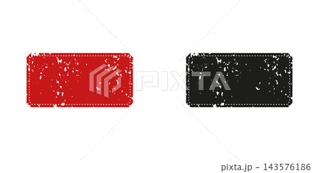 Distressed Rectangle Solid Icon Set. Vintage Grunge Texture, Retro Design, And Aged Effect Silhouette Symbol Collection. Decorative Elements For Graphic Design. Isolated Vector Illustration 143576186