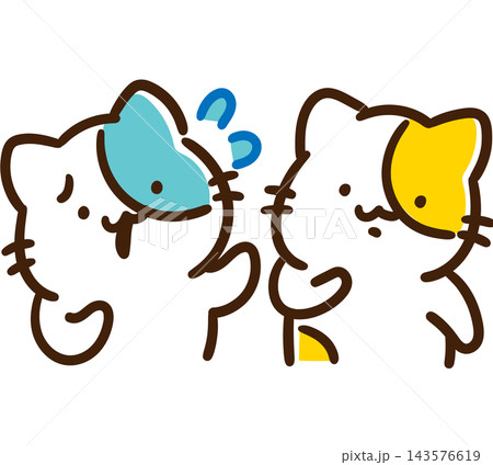 困りごとの相談を聞いているかわいいねこのキャラクターのデフォルメイラスト 困りごとの相談を聞いているかわいいねこのキャラクターのデフォルメイラスト 143576619
