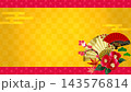 和風フレーム背景　和柄　金箔　年賀　正月　16:9 143576814