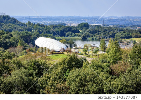 豊田市、鞍ヶ池公園の俯瞰風景 豊田市、鞍ヶ池公園の俯瞰風景 143577087