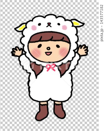 羊の着ぐるみを着たかわいい女の子3人セット 143577182