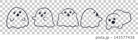 手描きのお化け5体セット 線画のみのハロウィンイラスト 手描きのお化け5体セット 線画のみのハロウィンイラスト 143577438