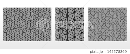 Geometric set of seamless black and gray...のイラスト素材 [143578269] - PIXTA