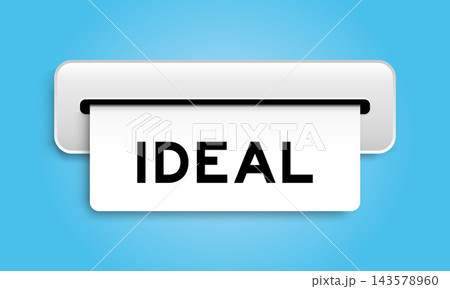 White coupon banner with word ideal from machine on blue color background 143578960