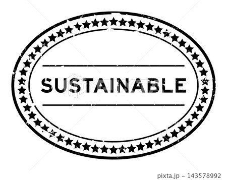 Grunge black sustainable word oval rubber seal stamp on white background Grunge black sustainable word oval rubber seal stamp on white background 143578992