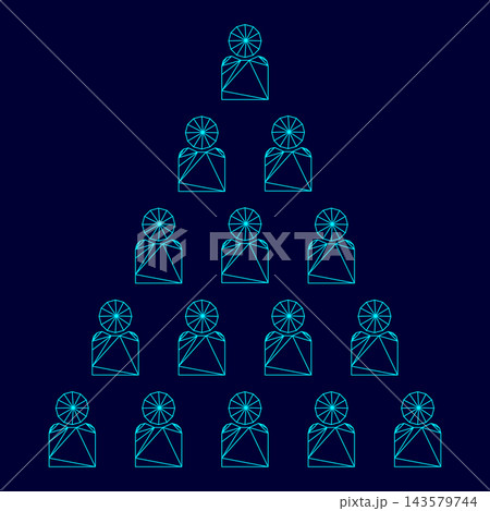 People pyramid low poly triangulation triangulated polygonal electric cyan blue vibrant aqua neon color vector illustration image outline contour line 143579744