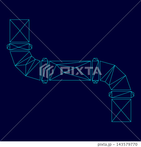 Pipe low poly triangulation triangulated polygonal electric cyan blue vibrant aqua neon color vector illustration image outline contour line Pipe low poly triangulation triangulated polygonal electric cyan blue vibrant aqua neon color vector illustration image outline contour line 143579770