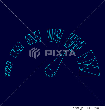 Speedometer low poly triangulation triangulated polygonal electric cyan blue vibrant aqua neon color vector illustration image outline contour line 143579832
