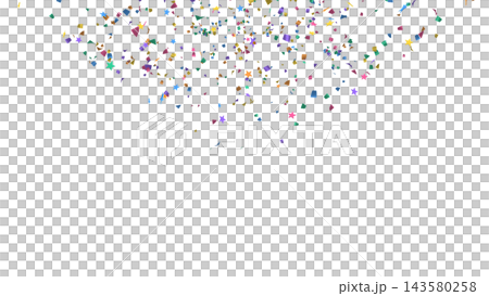 左右から打ち上がる紙吹雪と星 透過PNG 4K 静止画 お祝い 勝利 143580258