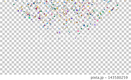 クラッカーの紙吹雪とテープと星 透過PNG 4K 静止画 お祝い かわいい 143580259