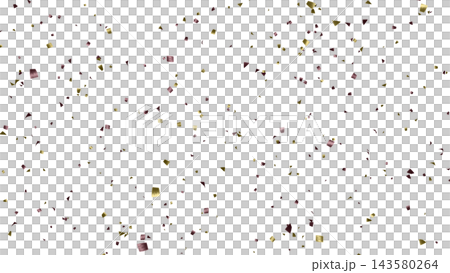 金と赤の小さめ紙吹雪 透過PNG 4K 静止画 お祝い 勝利 143580264