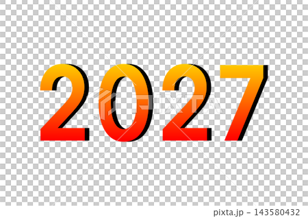 Bold 2027 year numbers with yellow to red gradient fill and black drop shadow Bold 2027 year numbers with yellow to red gradient fill and black drop shadow 143580432