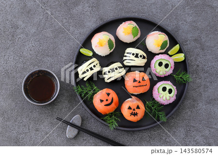 ハロウィン 楽しい手まり寿司 ハロウィン 楽しい手まり寿司 143580574