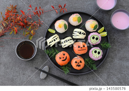 ハロウィン 楽しい手まり寿司 ハロウィン 楽しい手まり寿司 143580576