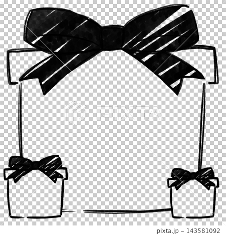 Cute hand-drawn line art style frame material for a gift box with copy space. Cute hand-drawn line art style frame material for a gift box with copy space. 143581092