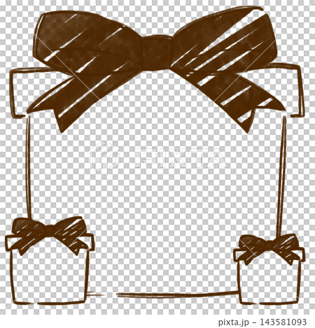 Cute hand-drawn line art style frame material for a gift box with copy space. 143581093
