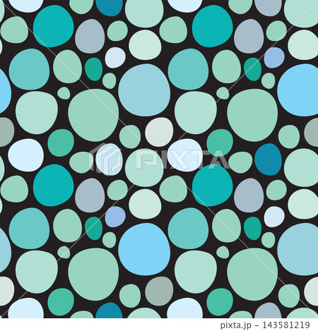 Seamless abstract hand-drawn circle pattern in blue and mint tones Seamless abstract hand-drawn circle pattern in blue and mint tones 143581219