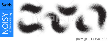 Abstract wavy dust swirl of granular noise paint, spray gradient effect. Curly shape of black texture with grainy vector thread. Shadow png with dissolved circle and grunge wavy vortex. Blob blur sand Abstract wavy dust swirl of granular noise paint, spray gradient effect. Curly shape of black texture with grainy vector thread. Shadow png with dissolved circle and grunge wavy vortex. Blob blur sand 143581582
