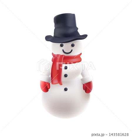 3D snowman cute mascot, snowball man in winter frosty light. Merry character in red scarf, mittens and new year hat for Xmas card. Ice funny festival, happy noel 2026. Isolated png vector render white 3D snowman cute mascot, snowball man in winter frosty light. Merry character in red scarf, mittens and new year hat for Xmas card. Ice funny festival, happy noel 2026. Isolated png vector render white 143581628