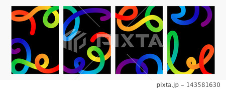 Abstract line shape color gradient bg. 3d graphic pattern fluid wave vector. Liquid spiral swirl, dynamic curved confetti ribbon. Fun vibrant flow, twist rainbow carnival blend. Bright trendy splash Abstract line shape color gradient bg. 3d graphic pattern fluid wave vector. Liquid spiral swirl, dynamic curved confetti ribbon. Fun vibrant flow, twist rainbow carnival blend. Bright trendy splash 143581630