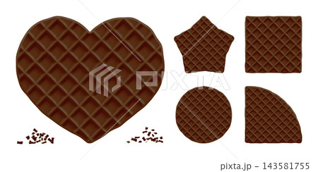 Vector heart waffle, wafer chocolate seamless texture, Belgian star cookie icon. Food square pattern and brown round biscuit, Belgian cake bg. Isolated cute heart-shaped pancake, sweet tasty dutch set Vector heart waffle, wafer chocolate seamless texture, Belgian star cookie icon. Food square pattern and brown round biscuit, Belgian cake bg. Isolated cute heart-shaped pancake, sweet tasty dutch set 143581755