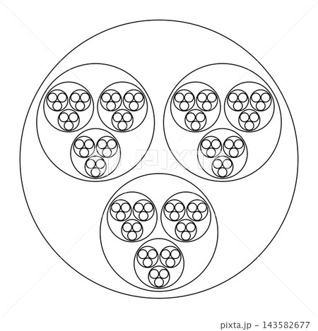 Fractal model of a holarchy, a nested hierarchy of holons. Functional units, simultaneously autonomous whole (to component it contains) and dependant part (of larger system that contains it). Vector 143582677