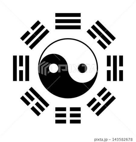 Yin-Yang symbol (Taijitu) surrounded by Eight Trigrams (Chinese Bagua or Pakua), in the Xiantian arrangement (Earlier Heaven, static state), forming the foundation of I Ging (Chinese Book of Changes). Yin-Yang symbol (Taijitu) surrounded by Eight Trigrams (Chinese Bagua or Pakua), in the Xiantian arrangement (Earlier Heaven, static state), forming the foundation of I Ging (Chinese Book of Changes). 143582678